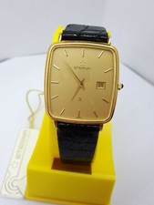MONTRE-BRACELET HOMME GENTS ETERNA QUARTZ OR MASSIF 18K SUISSE VINTAGE NOS...