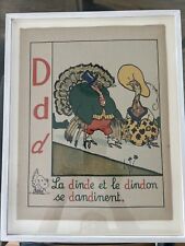 D Dinde- Lithograph Alphabetiere collection Jean de la Fontinelle -Rare