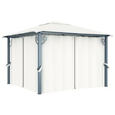 Belvédère avec Rideau Anthracite Aluminium Tonnelle Chapiteau Pavillon vidaXL