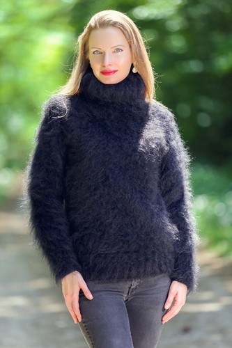 Black fuzzy light mohair