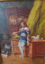 Oil On Panel Painting Signed Tony Torta the Musketeer HST D'artagnan Dumas