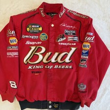 NASCAR Chase Authentics Dale Earnhardt Jr Sz M Bud King Beers Racing Jacket Red