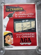 Affiche originale AGA ROSIERES Cuisinière & chaudière vers 1950 - dim 60 x 80 cm