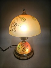 VINTAGE TOUCH TABLE LAMP / BUTTERFLY AND FLOWERS DECORATION / ORANGE GLASS 