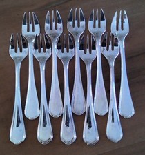 10 CHRISTOFLE METAL SILVER OYSTER FORKS
