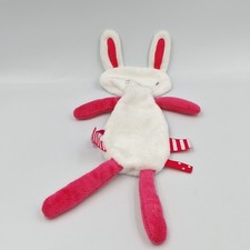 Doudou plat lapin blanc rose