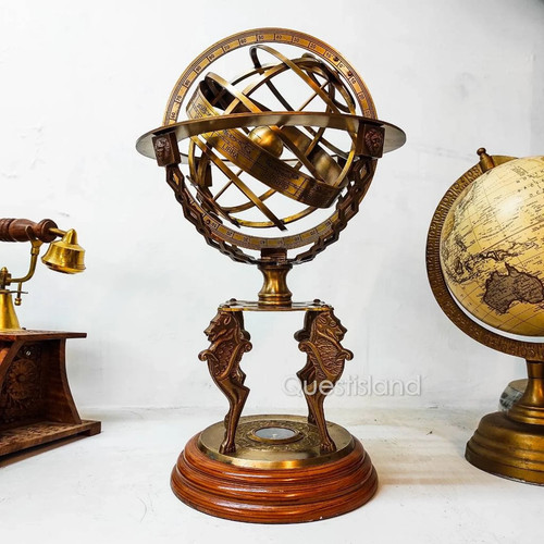 Globe armillaire laiton - globe, en