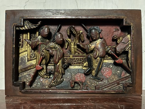 Panneau bois sculté - sculté, laqué