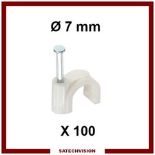 100 Pontets Plastiques Attache Câble Blanc Diamètre 7 mm