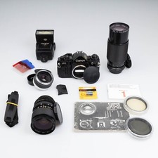 *SERVICED* Canon A-1 Black Classic 35mm Camera w/ Lenses Accessories +NEW SEALS