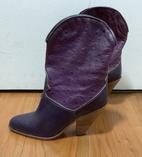 Santiags En Cuir Autruche Violet-Made In Italy-Année 80-Taille 36