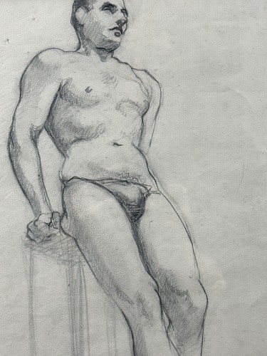 Ancien dessin portrait - , d'homme