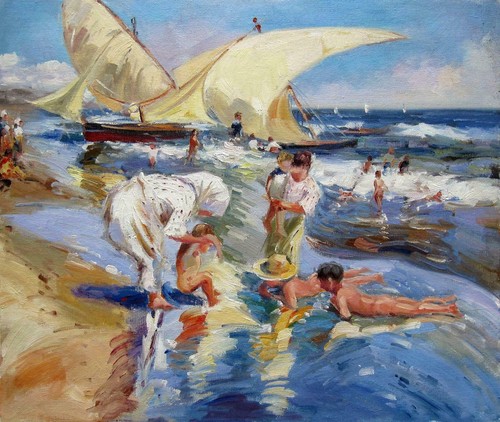 Paysage enfants plage - la,
