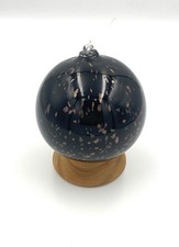 Boule De Noël Verre Noir Paillettes Dorée Allemagne Parfait état