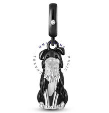 Sterling Silver 925 - BORDER COLLIE Sheep Shepherd Dog - European Charm & Pouch