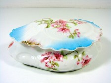 Limoges porcelain cutlery candy jar decor seed flowers, signed