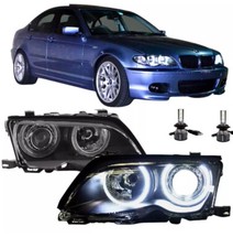 2 feux phare avant angel eyes led BMW série 3 E46 berline phase 2 après 10/2001