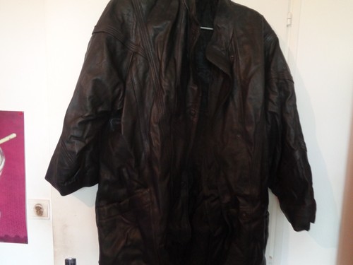 Manteau cuir noir - cuir,