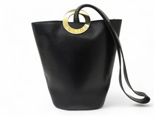 VINTAGE SAC A MAIN CELINE SEAU EN CUIR BOX NOIR BLACK LEATHER HAND BAG 2000€