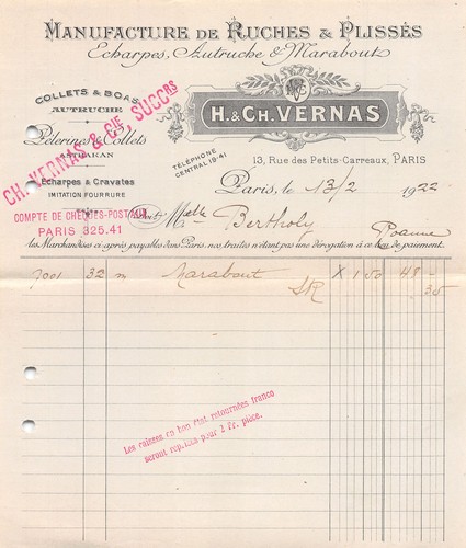 1922 facture manufacture - ,