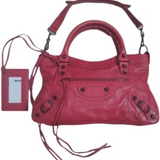 Balenciaga The First Motorcycle Bag 2012 Lambskin Red Coquelicot VTG Italy Flaw