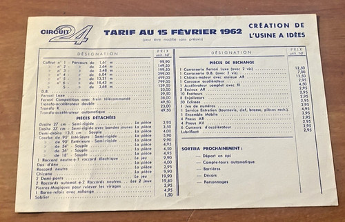 Tarif circuit 15 - tarif,