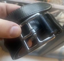 Authentique Ceinture Cuir HERMES Etriviere taille 83-93 cm Noire Belt Vintage