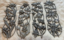 Vintage Metal Wall Plaques 4 Seasons Flowers Rose Lily Acorn Poinsettia 