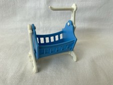 Playmobil blue and white crib vintage baby house bedroom 5313