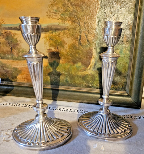 Paire bougeoirs style louis - paire,