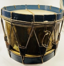 Ancien Tambour Laiton Et Bois