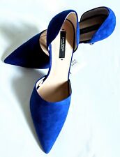 NEUF ESCARPINS ZARA TAILLE 38 EFFET DAIM BLEU TALON 10,5 CM