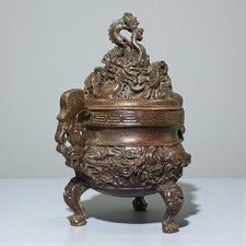 Encensoir dragon ancien alliage • Antique alloy censer dragon tripod