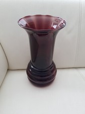 LARGE Antique Art Deco vase, glass, purper, lopped, marked