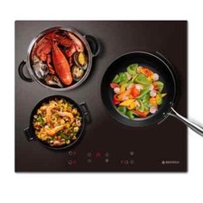 Plaque Induction 3 Foyers 6500W Touche Sensitive 9 puissance Minuteur Booster