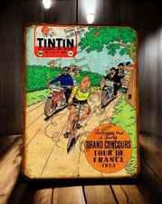 plaque métal vintage Tintin Tour de France 1954