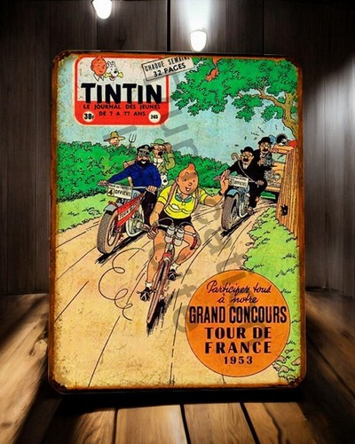 Plaque métal vintage tintin - vintage,
