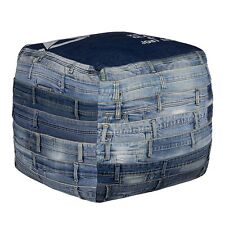 Ottoman tabouret pouf siège cube jeans coton bleu Pittsburgh 45 cm WOMO-DESIGN®