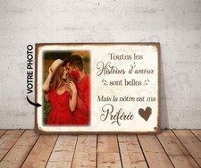 Plaque métal vintage couple