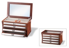 Baule Boîte à Bijoux Cm.32x20x18H Avec 3 Tiroirs + 1 Cabine À Vitrine Argent