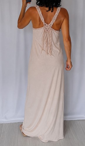 Robe longue beige bohème 100%