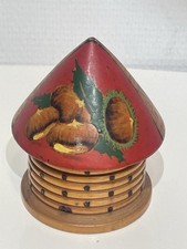 Ancienne Tirelire en Bois en Forme de Ruche à Abeille Rouge