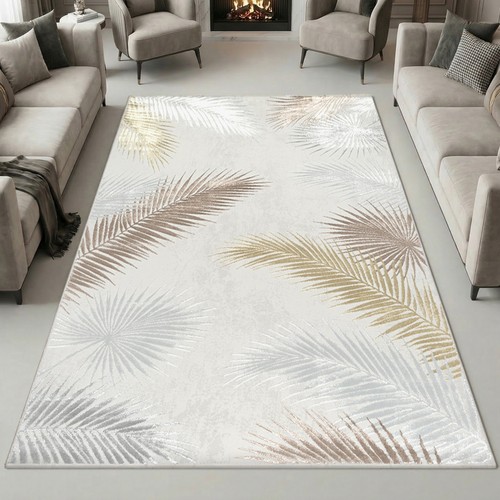 Tapis crème motif palmier