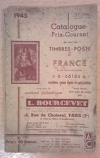Catalogue L. BOURCEVET - Prix-Courant des timbres-poste de France - Edition 1945