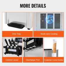 Machine À Crème Glacée Appareil À Glace Italienne 3 Saveurs 18-28 L/H