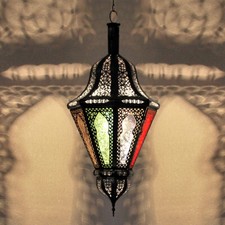 Marocaine Plafonnier Artisanal Lumière Lampe en Verre " Balota " Multi