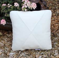 Cuir Coussin 40x40 CM Blanc en Canapé Salon Étui Support Dorsal Wohnkissen