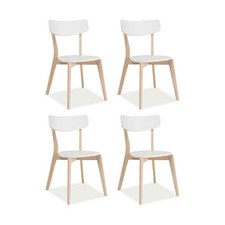 Ensemble De 4 Chaises De Salle À Manger Tibi Chaise De Cuisine Blanche En Chêne