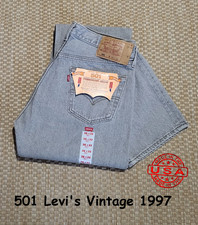Vintage Levi's 501 Année 1997 Made In USA  Buttons 522 Taille 43/44 Gris Clair