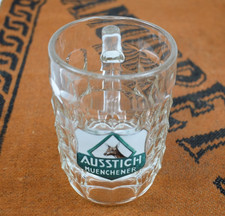 OLD ADVERTISING MUG ENAMELLED BEER AUSTICH MUENCHENER GLASSWARE GAASCH